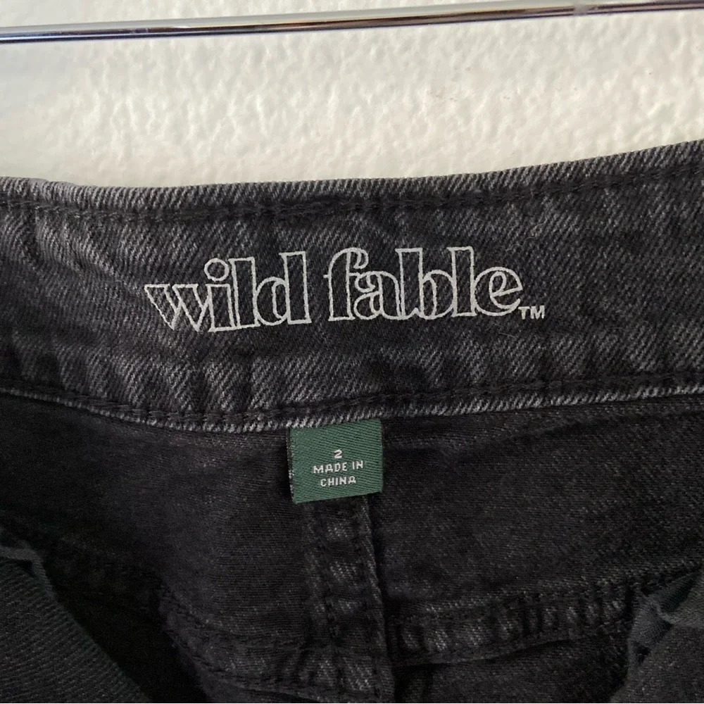 Distressed Denim Skirt Black Mini Skirt Deconstructed Size 2 Wild Fable - Picture 4 of 15